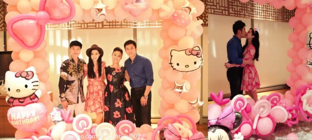 2017年李晨求婚范冰冰现场照片，粉色海洋中的单膝跪地